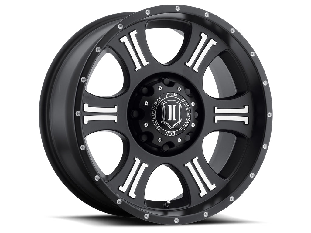 Shield 20 X 9 / 8 X 180 / 12MM / 5.5 Inch Back Space Black W/ Machined Face, ICON Alloys