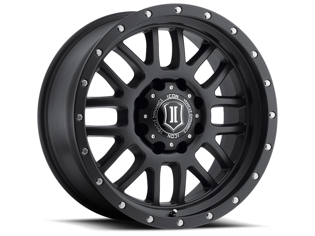 Alpha 20 X 9 / 8 X 180 12MM Offset 5.5 Inch Backspace Satin Black, ICON Alloys