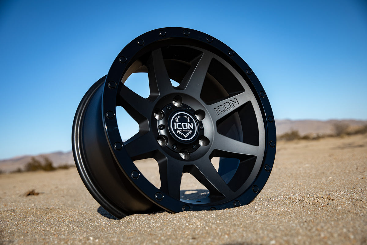 Rebound 17 X 8.5 / 5 X 150 25MM Offset 5.75 Inch Back Space Double Black, ICON Alloys