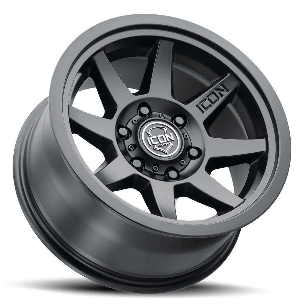 Rebound Six 17 X 8.5 / 5 X 5 / -6MM / 4.5 Inch Back Space Satin Black, ICON Alloys