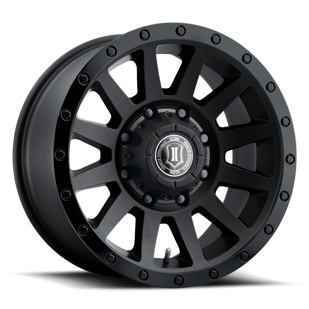 Compression HD 18 X 9 / 8 X 6.5 12MM Offset 5.5 Inch Back Space Double Black, ICON Alloys