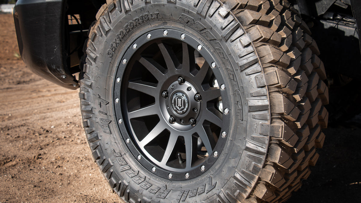 Compression 18 X 9 / 6 X 5.5 / 0 MM / 5 Inch Back Space Satin Black, ICON Alloys