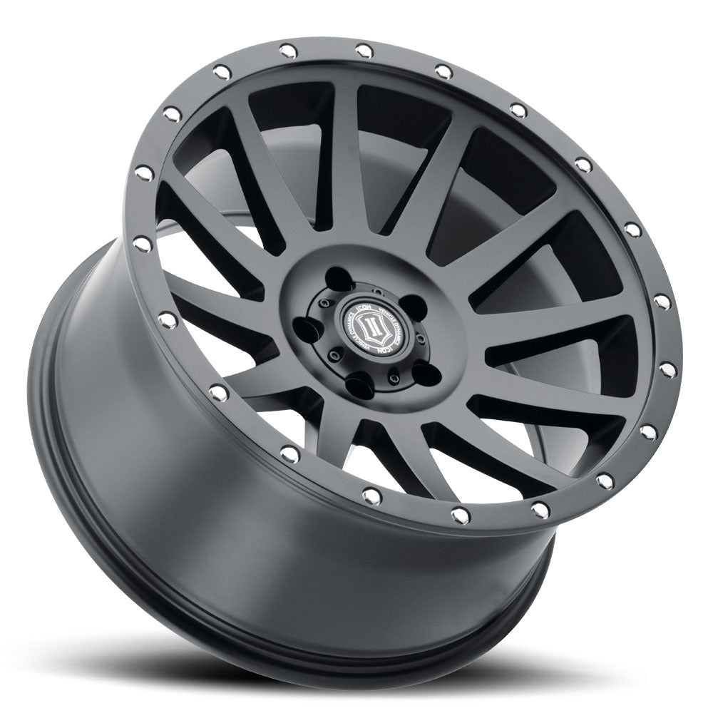 Compression 20 X 10 / 6 X 135 / -19MM / 4.75 Inch Back Space Satin Black, ICON Alloys