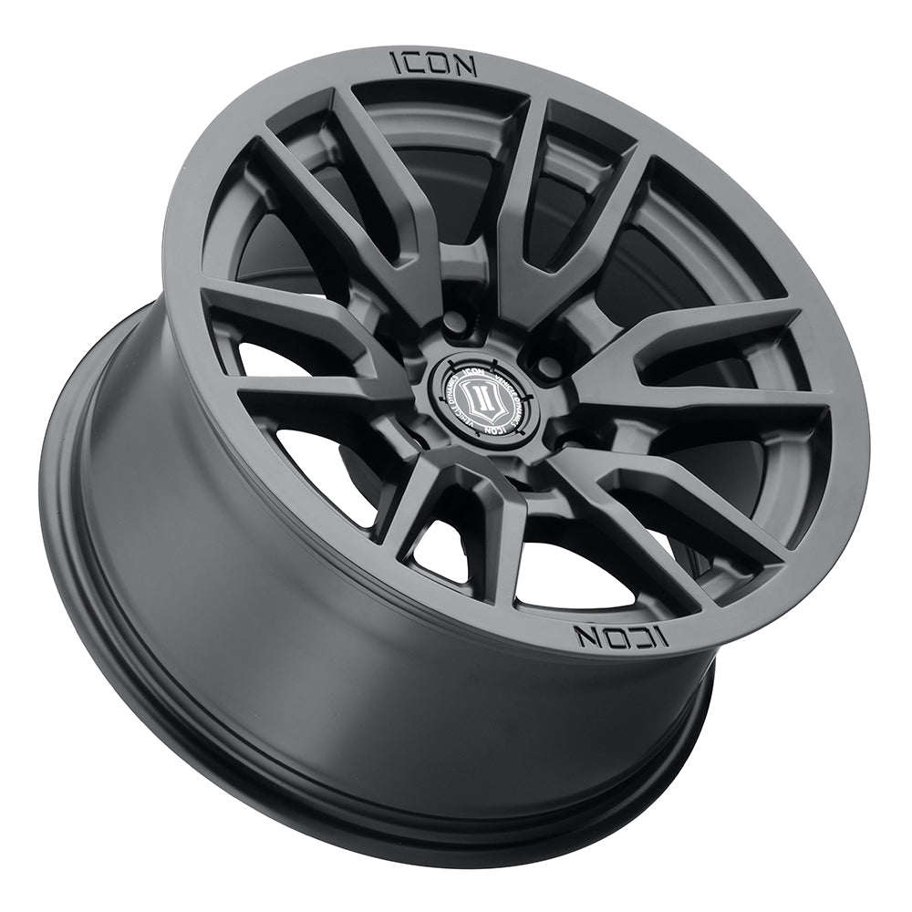 Vector 6 17 X 8.5 / 6 X 5.5 / 0MM / 4.75' Back Space Satin Black, ICON Alloys