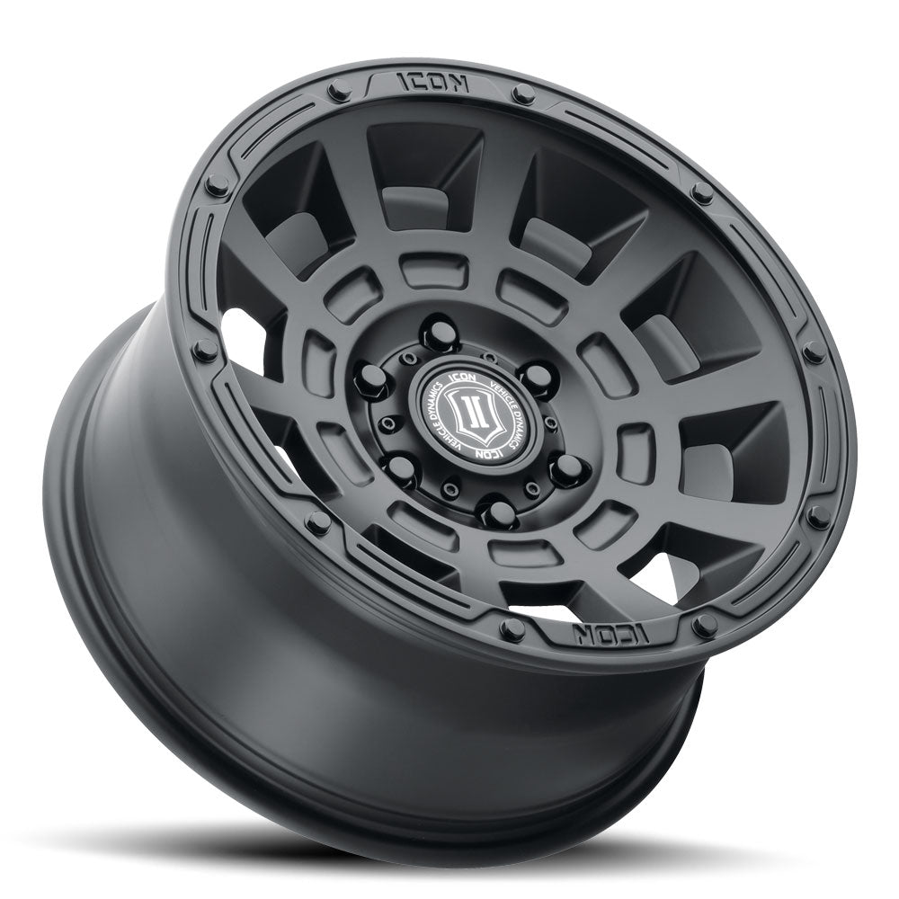 Thrust 17 X 8.5 / 5 X 150 / 25 MM / 5.75 Inch Back Space Satin Black, ICON Alloys