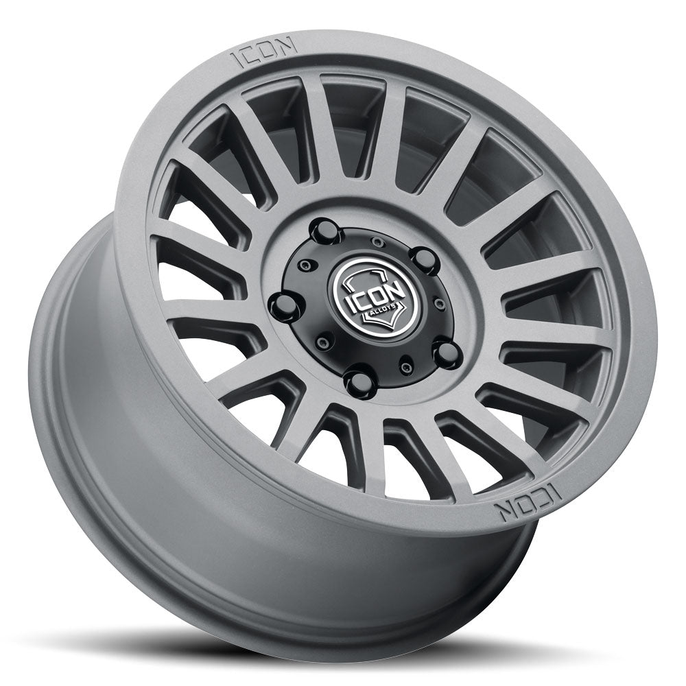 Recon Six 18 X 9 / 5 X 5 -12MM Offset 4.5 Inch Back Space Charcoal, ICON Alloys