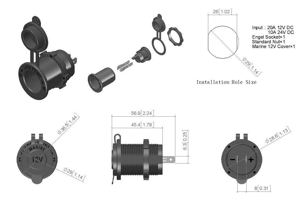 12V/24V DC Power Engel Fridge Socket