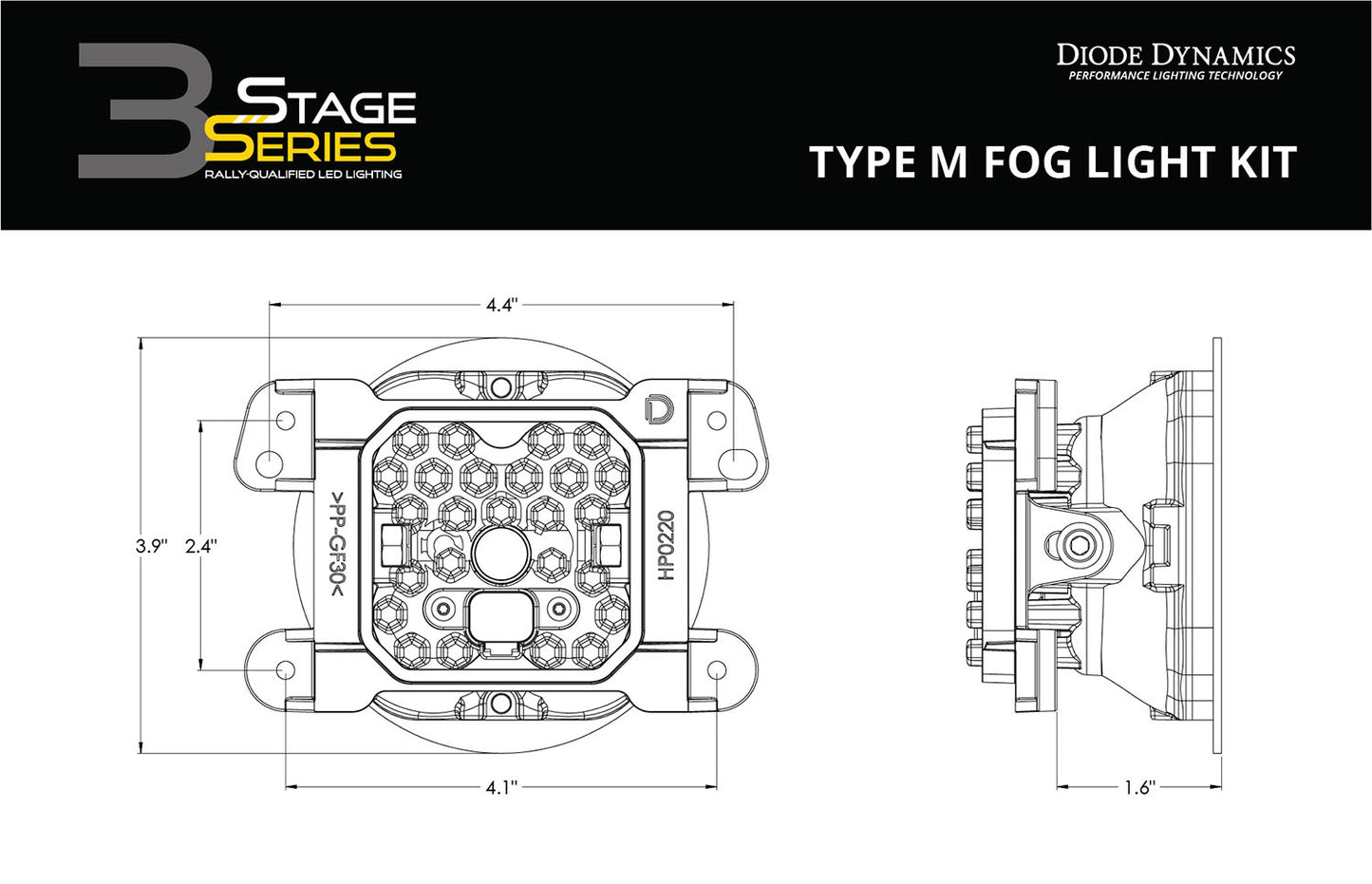 SS3 LED Fog Light Kit for 2014-2017 Jeep Cherokee Yellow SAE Fog Sport Diode Dynamics