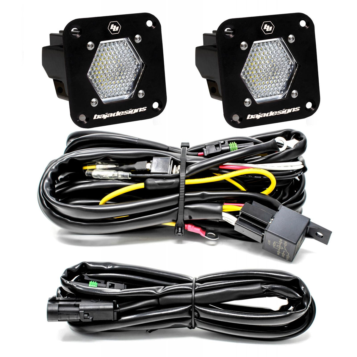 S1 Black Flush Mount LED Light Pod Reverse Kit (Work/Scene; Clear)
