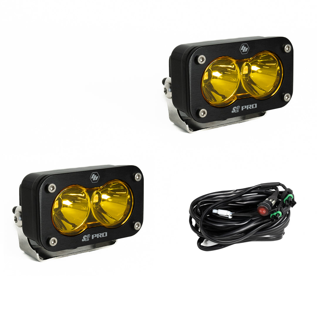 S2 Pro Black LED Light Pod Pair (Spot; Amber)