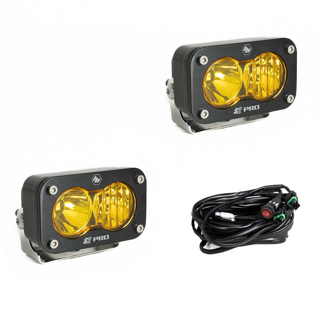 S2 Pro Black LED Light Pod Pair (Driving/Combo; Amber)