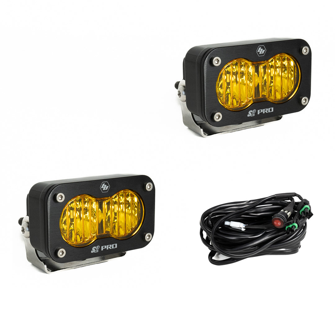 S2 Pro Black LED Light Pod Pair (Wide Cornering; Amber)