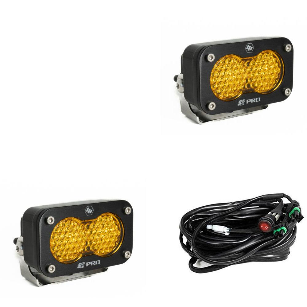 S2 Pro Black LED Light Pod Pair (Work/Scene; Amber)