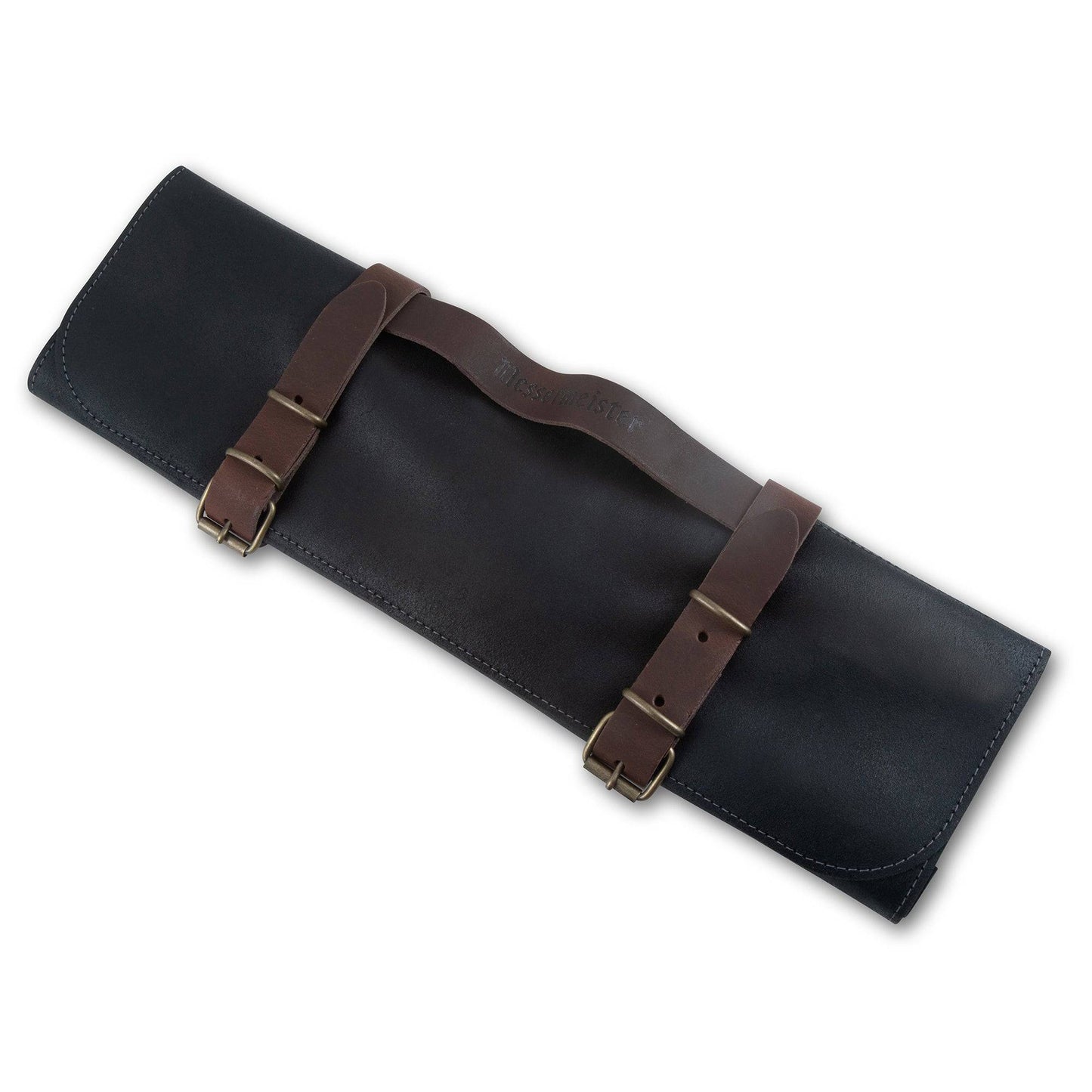 Vintage Leather Black Knife Roll - 7 Pocket