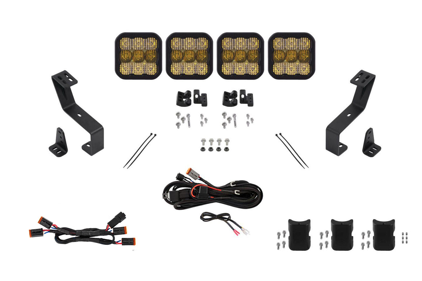 SS5 Grille CrossLink Lightbar Kit for 2019-2024 Ram Sport Yellow Combo