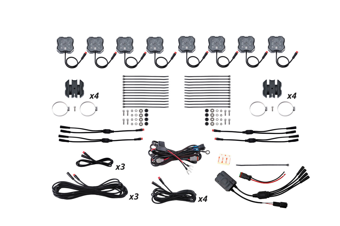 Stage Series SXS Rock Light Installer Kit RGBW M8 w/Controller (8-pack)
