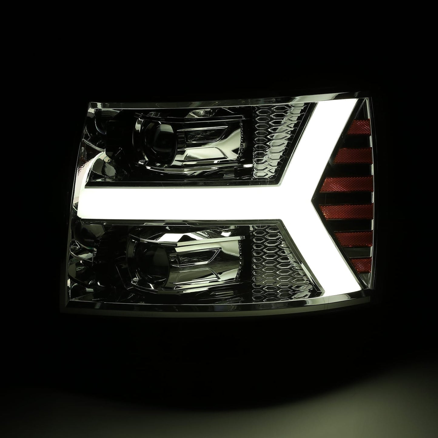 07-13 Chevrolet Silverado LUXX-Series LED Projector Headlights Chrome | AlphaRex