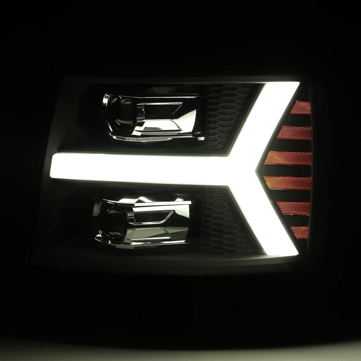 07-13 Chevrolet Silverado LUXX-Series LED Projector Headlights Jet Black | AlphaRex