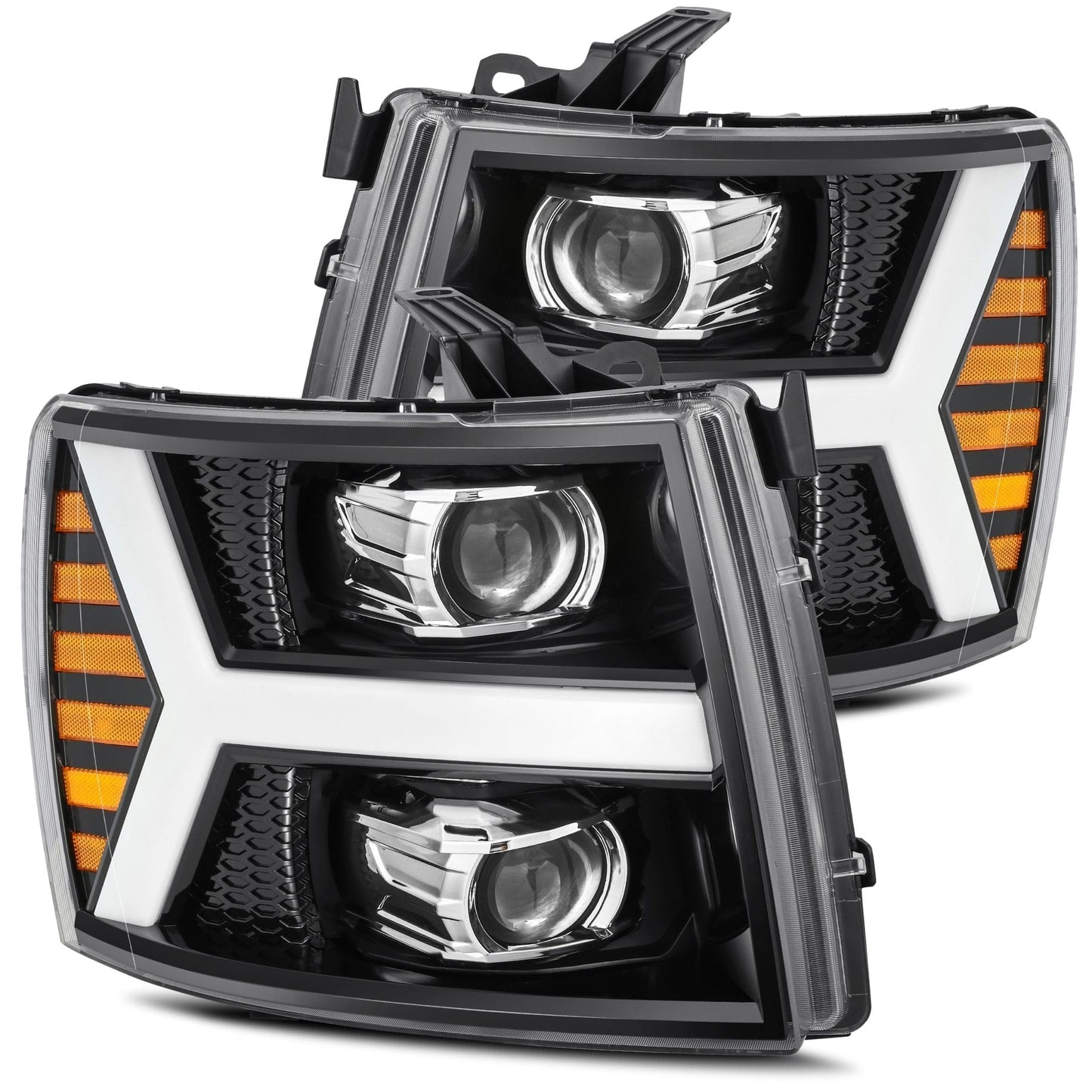 07-13 Chevrolet Silverado PRO-Series Halogen Projector Headlights Jet Black | AlphaRex
