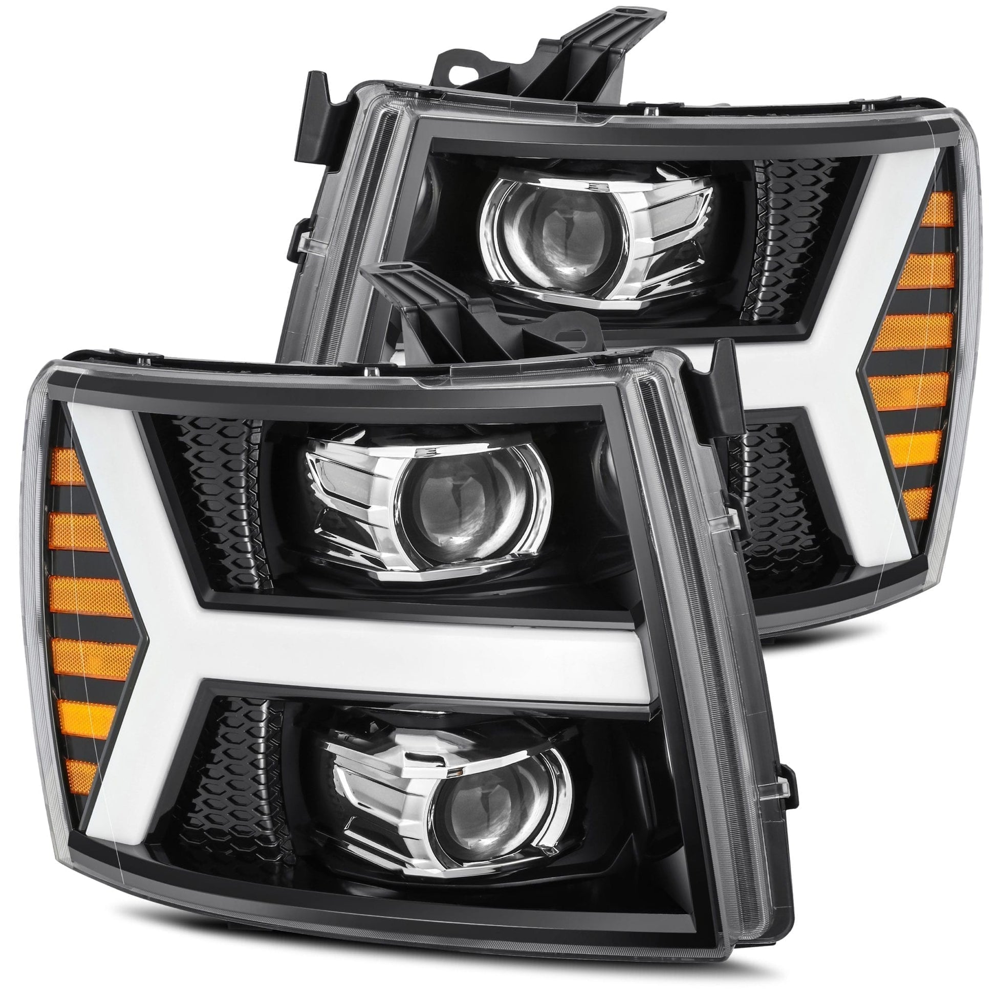 07-13 Chevrolet Silverado PRO-Series Halogen Projector Headlights Jet Black | AlphaRex