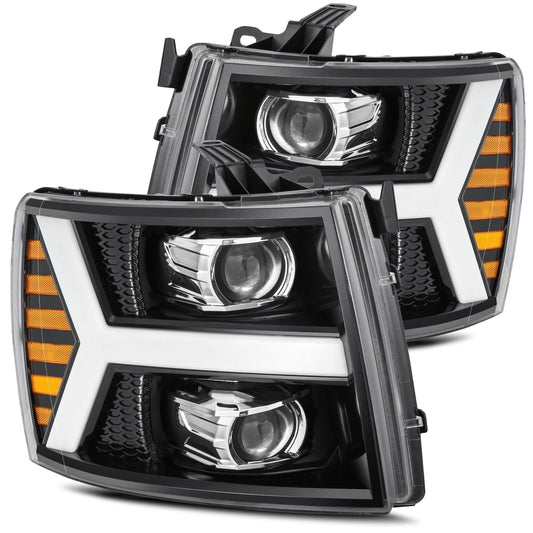 07-13 Chevrolet Silverado PRO-Series Halogen Projector Headlights Jet Black | AlphaRex
