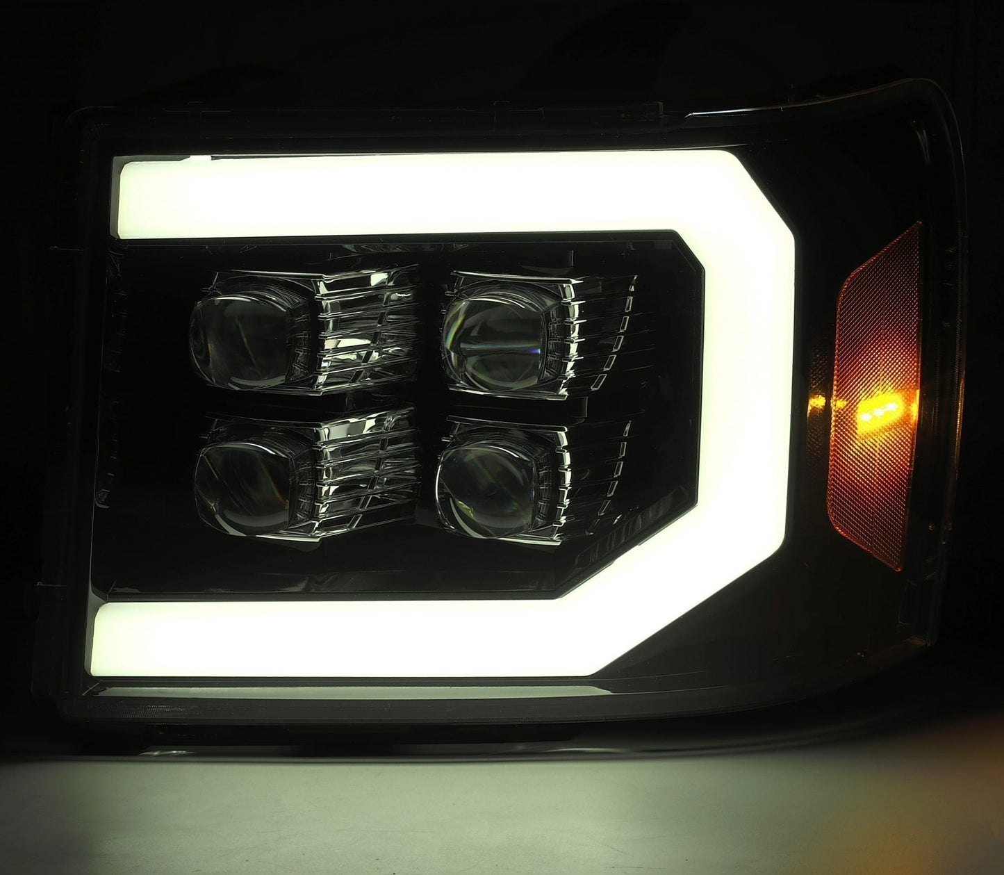 07-13 GMC Sierra NOVA-Series LED Projector Headlights Jet Black | AlphaRex