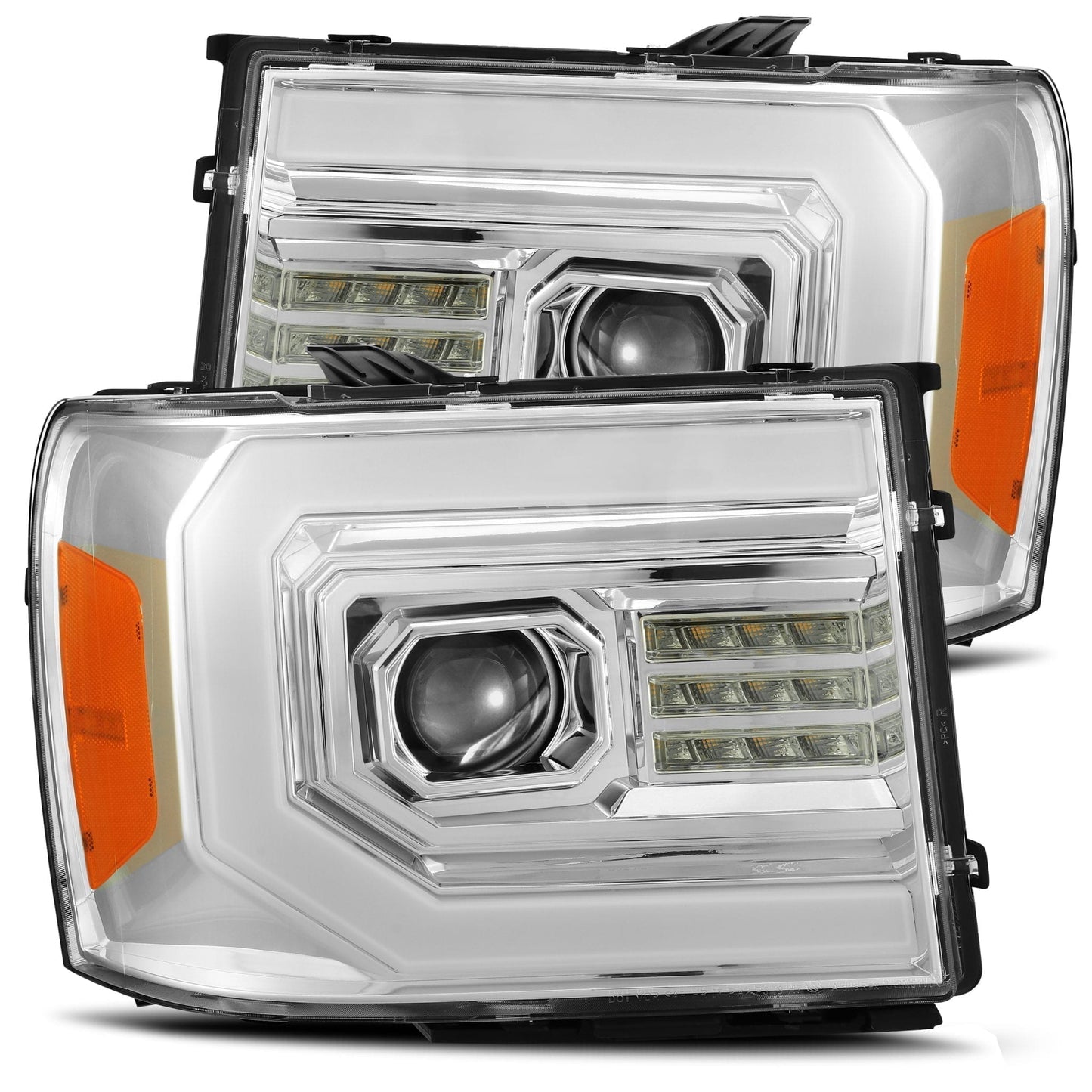 07-13 GMC Sierra PRO-Series Halogen Projector Headlights Chrome | AlphaRex