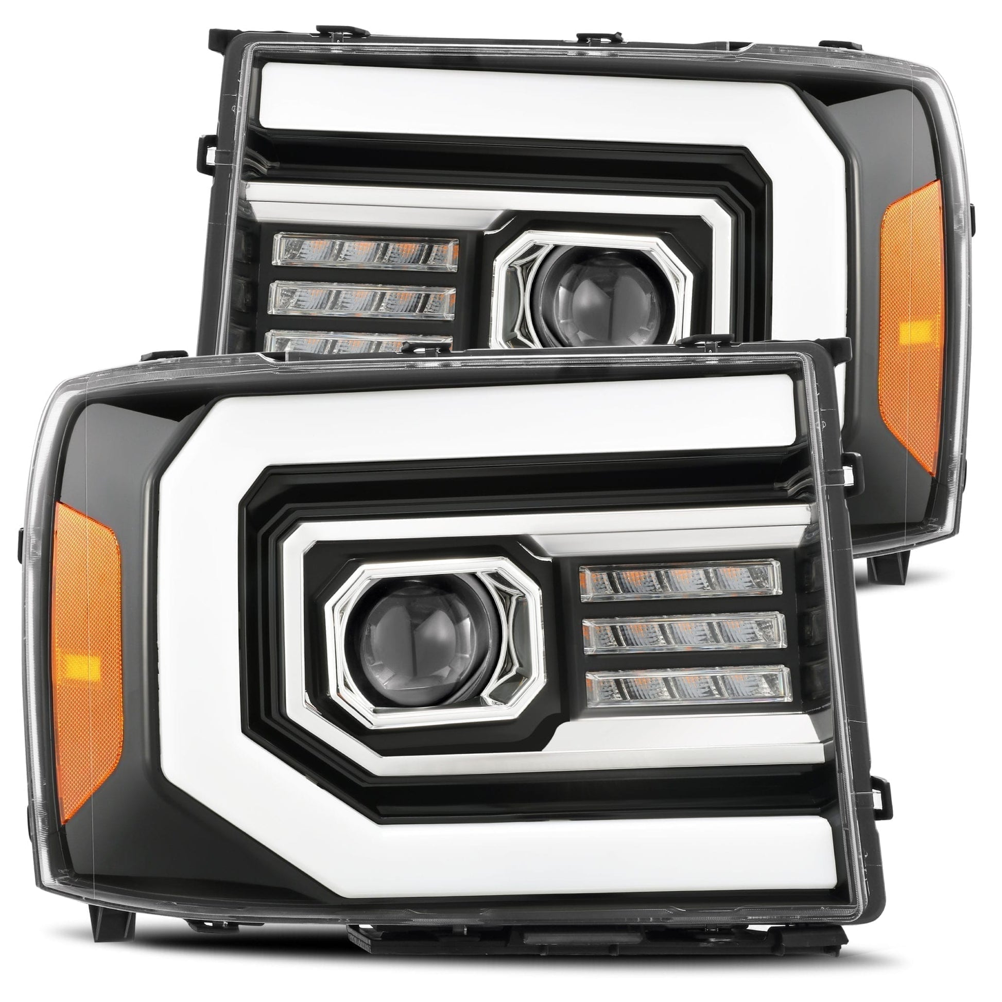 07-13 GMC Sierra PRO-Series Halogen Projector Headlights Jet Black | AlphaRex
