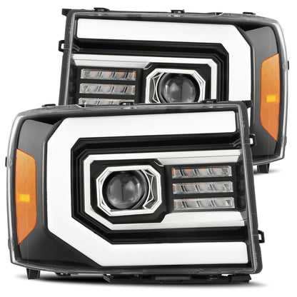 07-13 GMC Sierra PRO-Series Halogen Projector Headlights Jet Black | AlphaRex