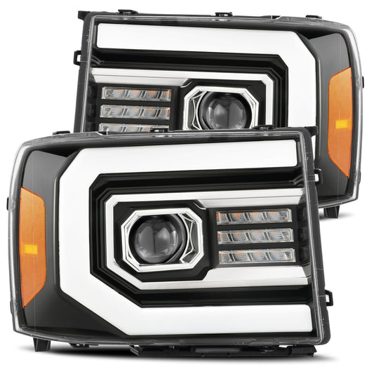 07-13 GMC Sierra PRO-Series Halogen Projector Headlights Jet Black | AlphaRex