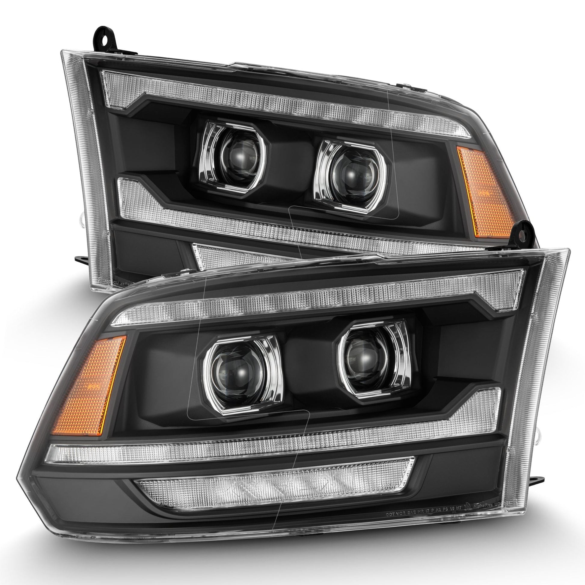 09-18 Ram Truck (MK II 5th Gen 2500 Style) PRO-Series Halogen Projector Headlights Black | AlphaRex
