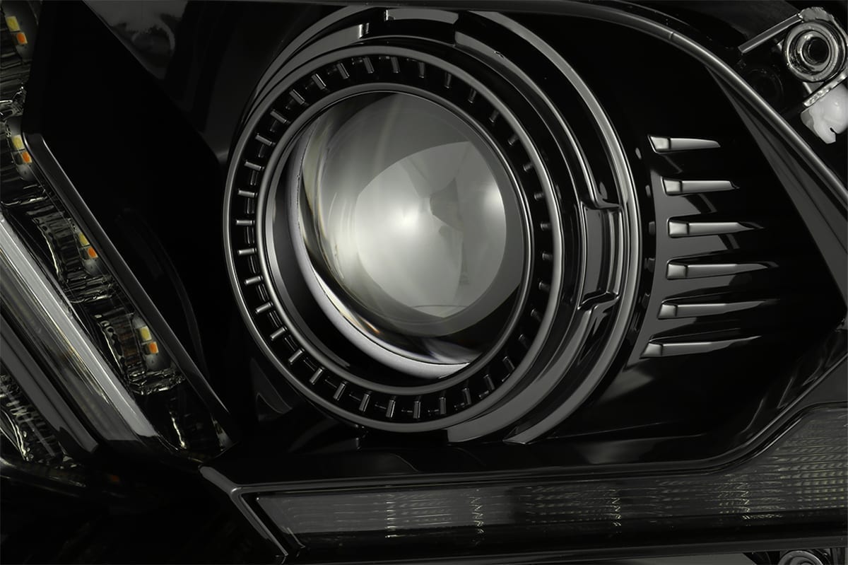 10-12 Ford Mustang LUXX-Series LED Projector Headlights Alpha-Black | AlphaRex