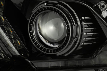 10-12 Ford Mustang LUXX-Series LED Projector Headlights Alpha-Black | AlphaRex