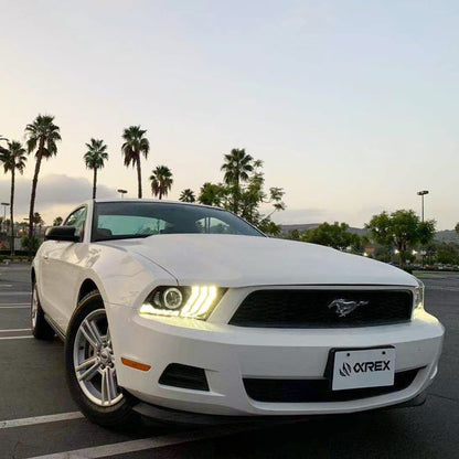 10-12 Ford Mustang LUXX-Series LED Projector Headlights Black | AlphaRex