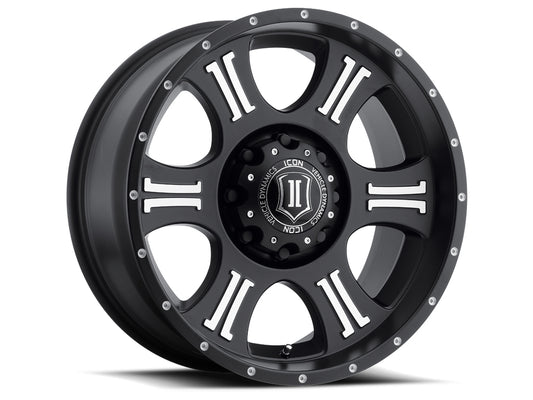 Shield 20 X 9 / 5 X 150 / 16MM / 5.625 Inch Back Space Black W/ Machined Face, ICON Alloys