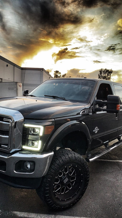 11-16 Ford Super Duty LUXX-Series LED Projector Headlights Chrome | AlphaRex