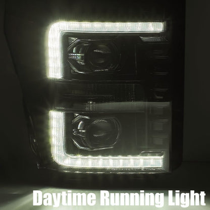 11-16 Ford Super Duty LUXX-Series LED Projector Headlights Chrome | AlphaRex