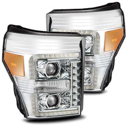 11-16 Ford Super Duty LUXX-Series LED Projector Headlights Chrome | AlphaRex