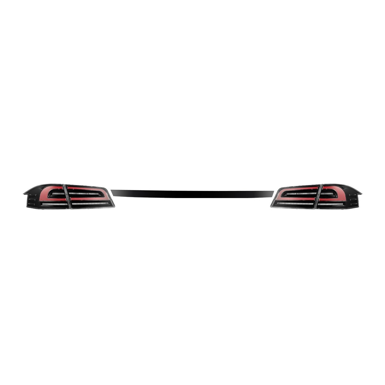 12-21 Tesla Model S LUXX-Series LED Tail Lights Black Red (With Black Trunk Center Piece Replacement) | AlphaRex
