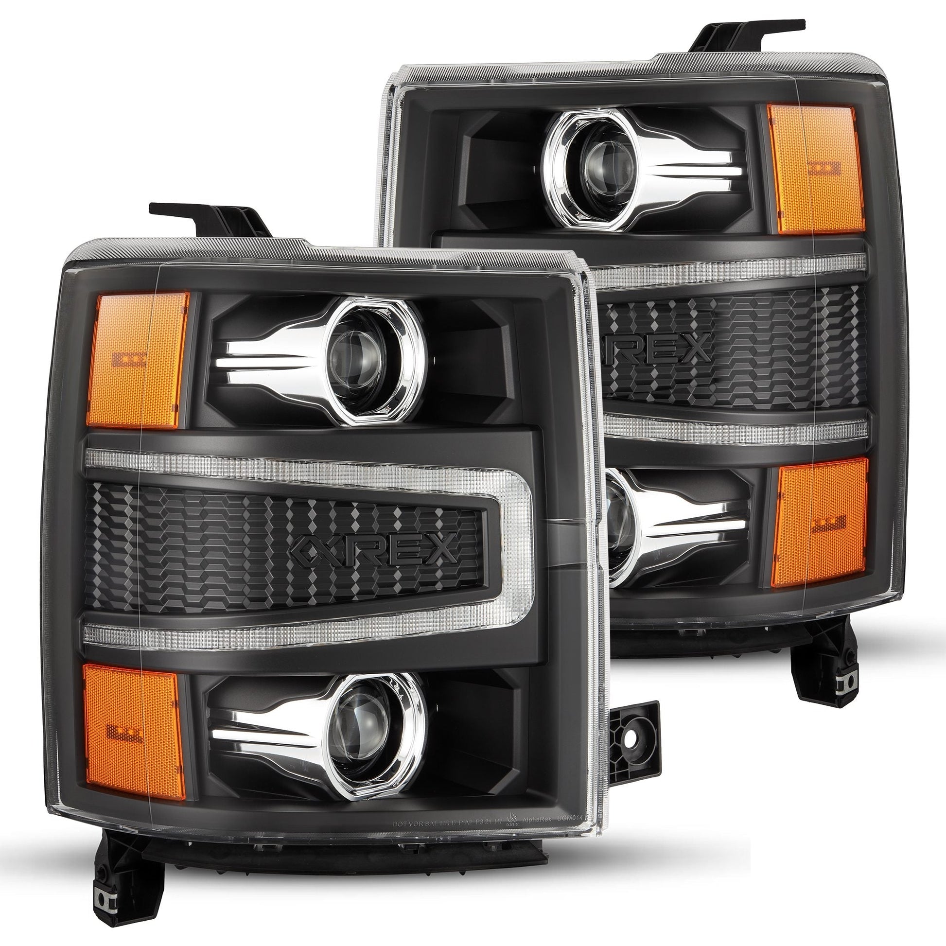 14-15 Chevrolet Silverado LUXX-Series LED Projector Headlights Black | AlphaRex