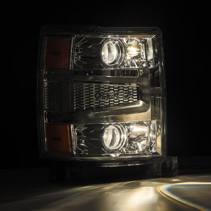 14-15 Chevrolet Silverado PRO-Series Halogen Projector Headlights Chrome | AlphaRex