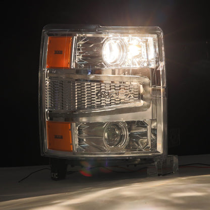 14-15 Chevrolet Silverado PRO-Series Halogen Projector Headlights Chrome | AlphaRex