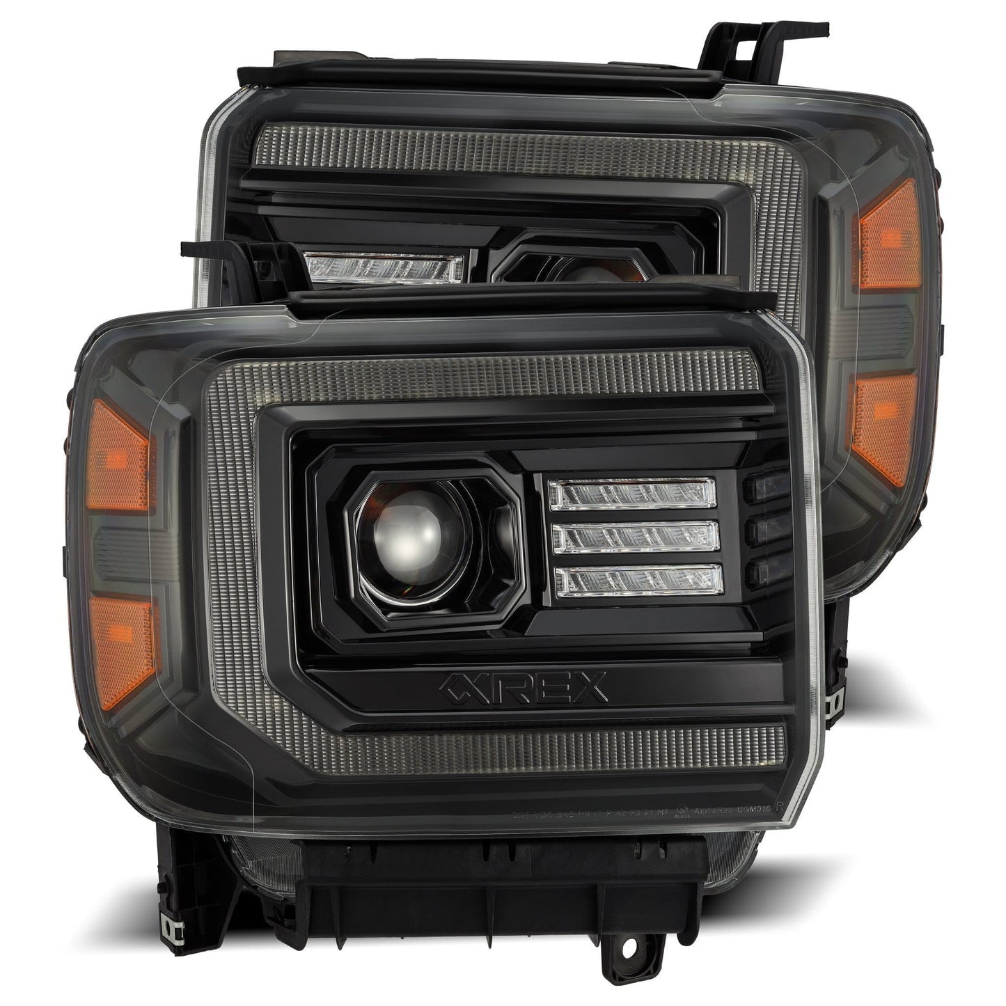 14-18 GMC Sierra LUXX-Series LED Projector Headlights Alpha-Black | AlphaRex
