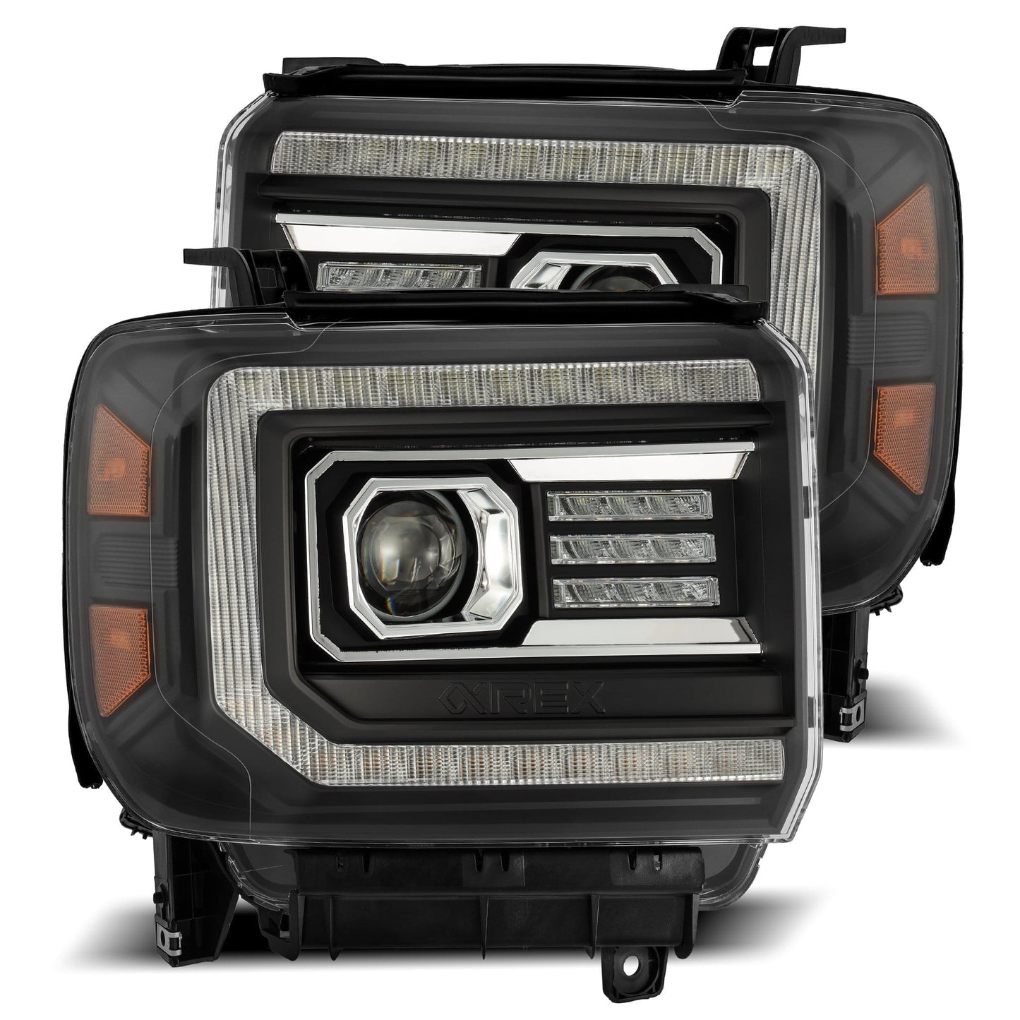 14-18 GMC Sierra LUXX-Series LED Projector Headlights Black | AlphaRex