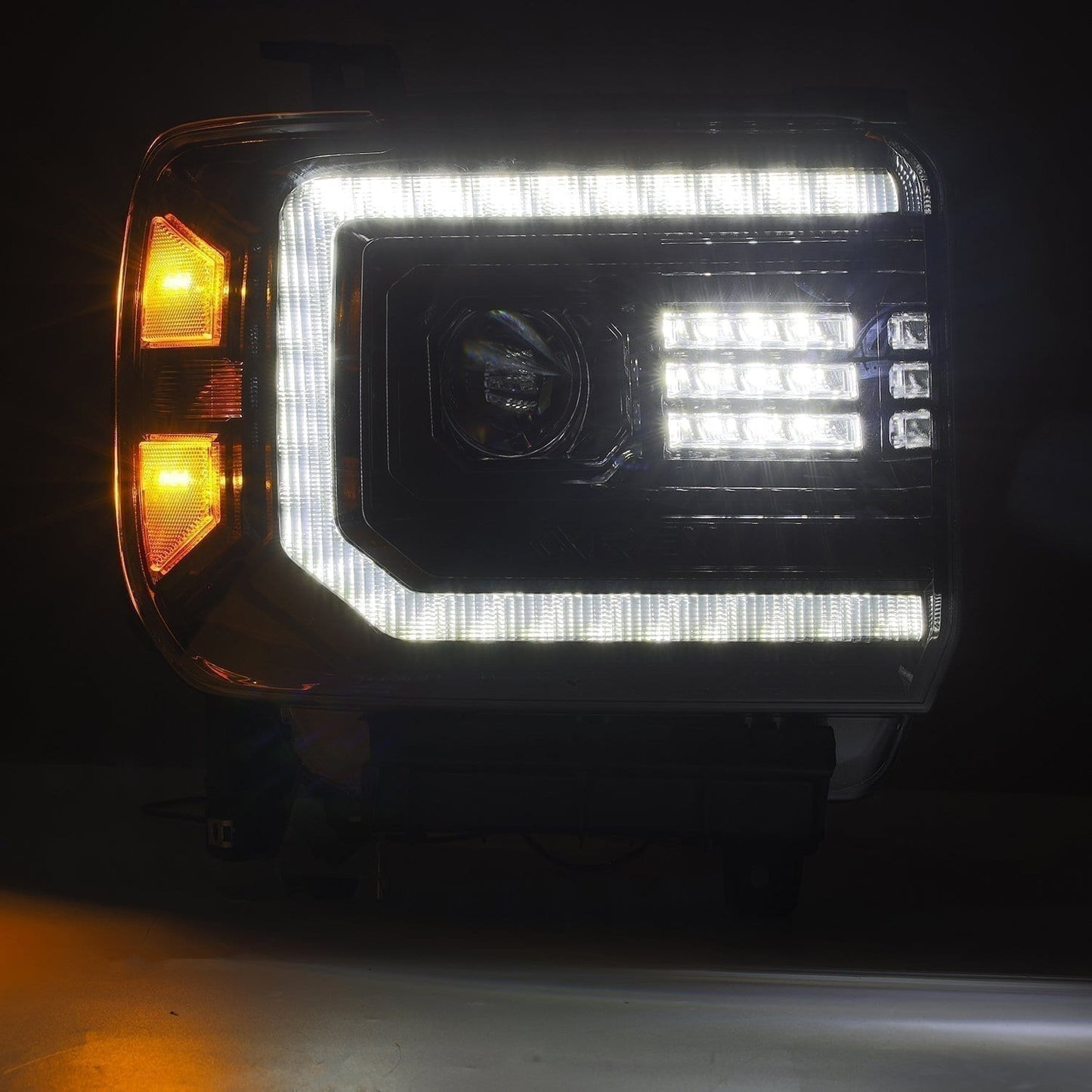 14-18 GMC Sierra PRO-Series Halogen Projector Headlights Alpha-Black | AlphaRex