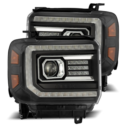 14-18 GMC Sierra PRO-Series Halogen Projector Headlights Black | AlphaRex