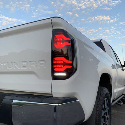 14-21 Toyota Tundra LUXX-Series LED Tail Lights Black-Red | AlphaRex