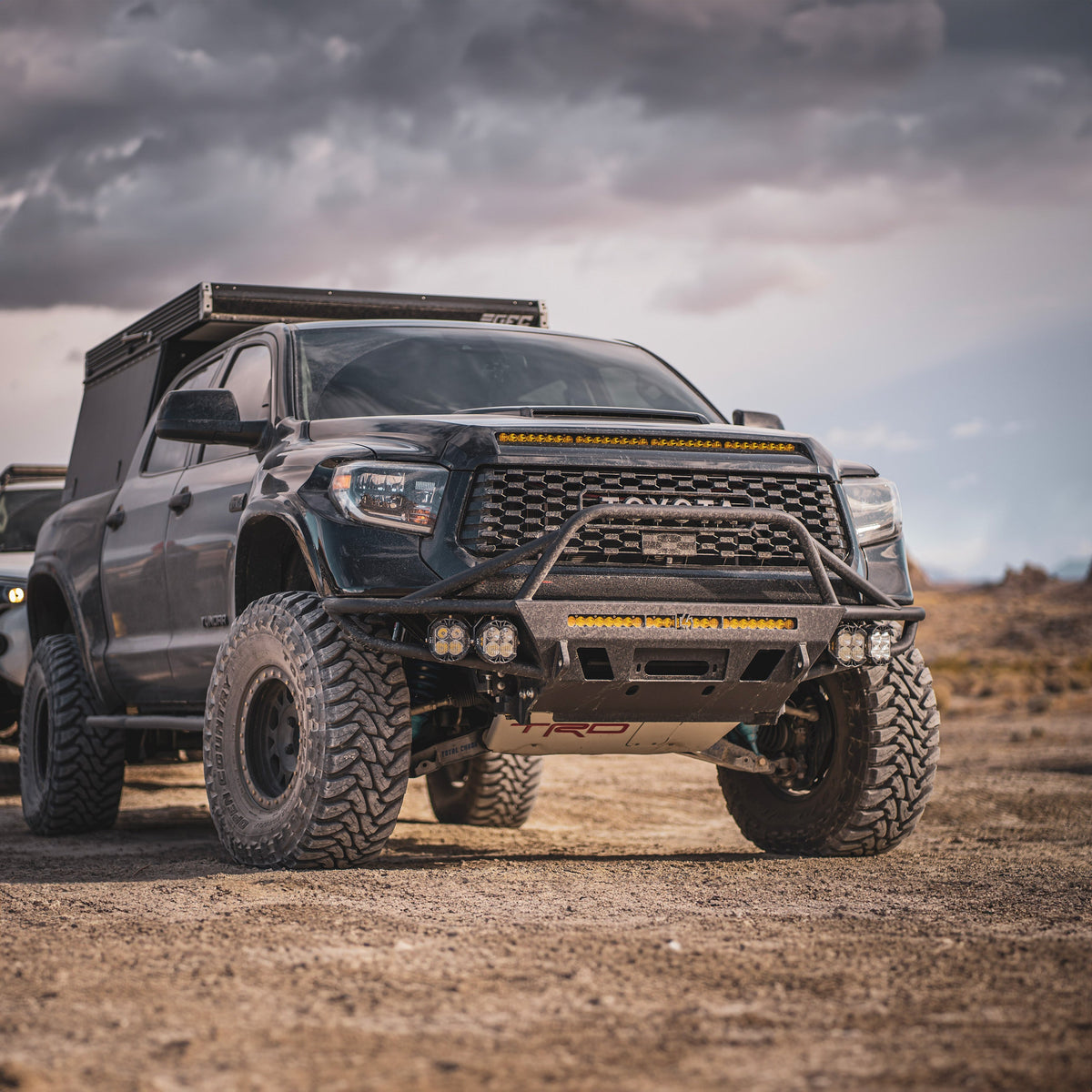 Tundra Hybrid Front Bumper / 2nd Gen / 2014-2021 | Full-Height Bull Bar w/ Tube Gussets | No Parking Sensors (Standard Width) | Raw - Unfinished