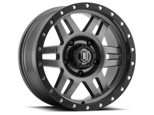 Six Speed 17 X 8.5 / 6 X 5.5 / 0MM / 4.75 Inch Back Space Gun Metal, ICON Alloys
