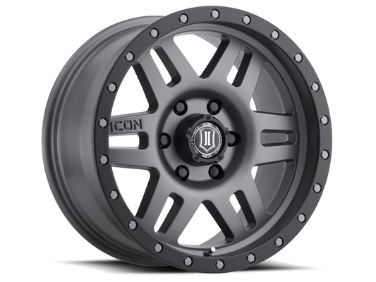 Six Speed 17 X 8.5 / 6 X 5.5 / 0MM / 4.75 Inch Back Space Titanium, ICON Alloys